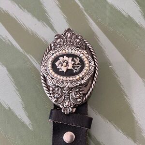 Ornate Silver and Black Belt Buckle